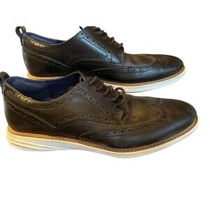 Cole Haan Leather Wingtip Oxford Dress Shoes Grand.OS‎ Black Brown